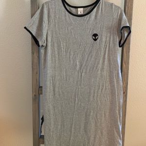 Shirt dress with alien stitched on